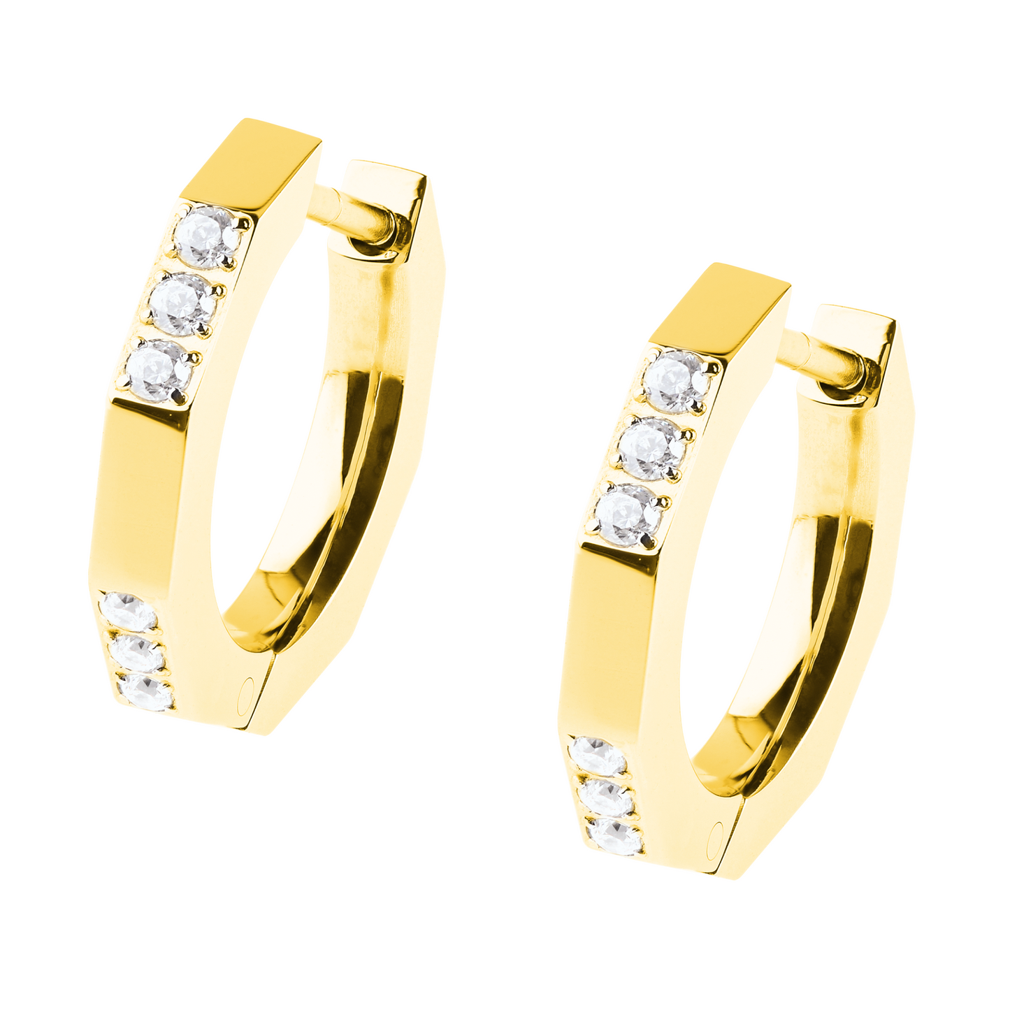 Ernstes Design Ohrringe Edelstahl vergoldet mit Zirkonia