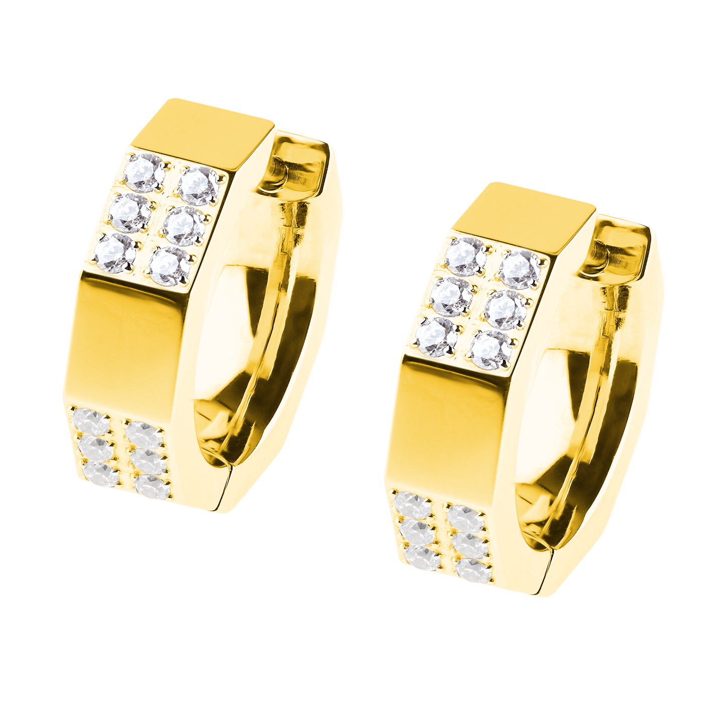 Ernstes Design Ohrringe Edelstahl vergoldet mit Zirkonia