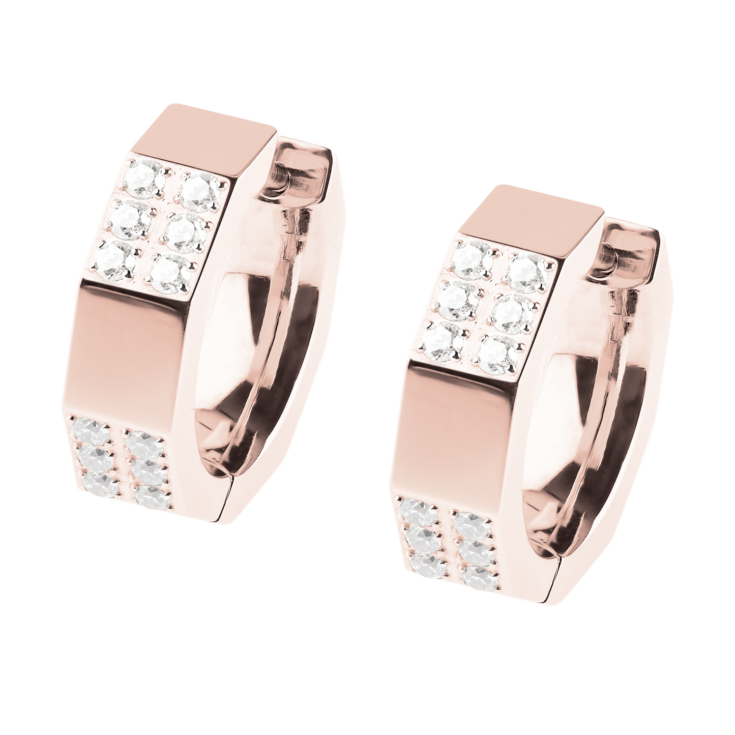 Ernstes Design Ohrringe Edelstahl rosé vergoldet mit Zirkonia