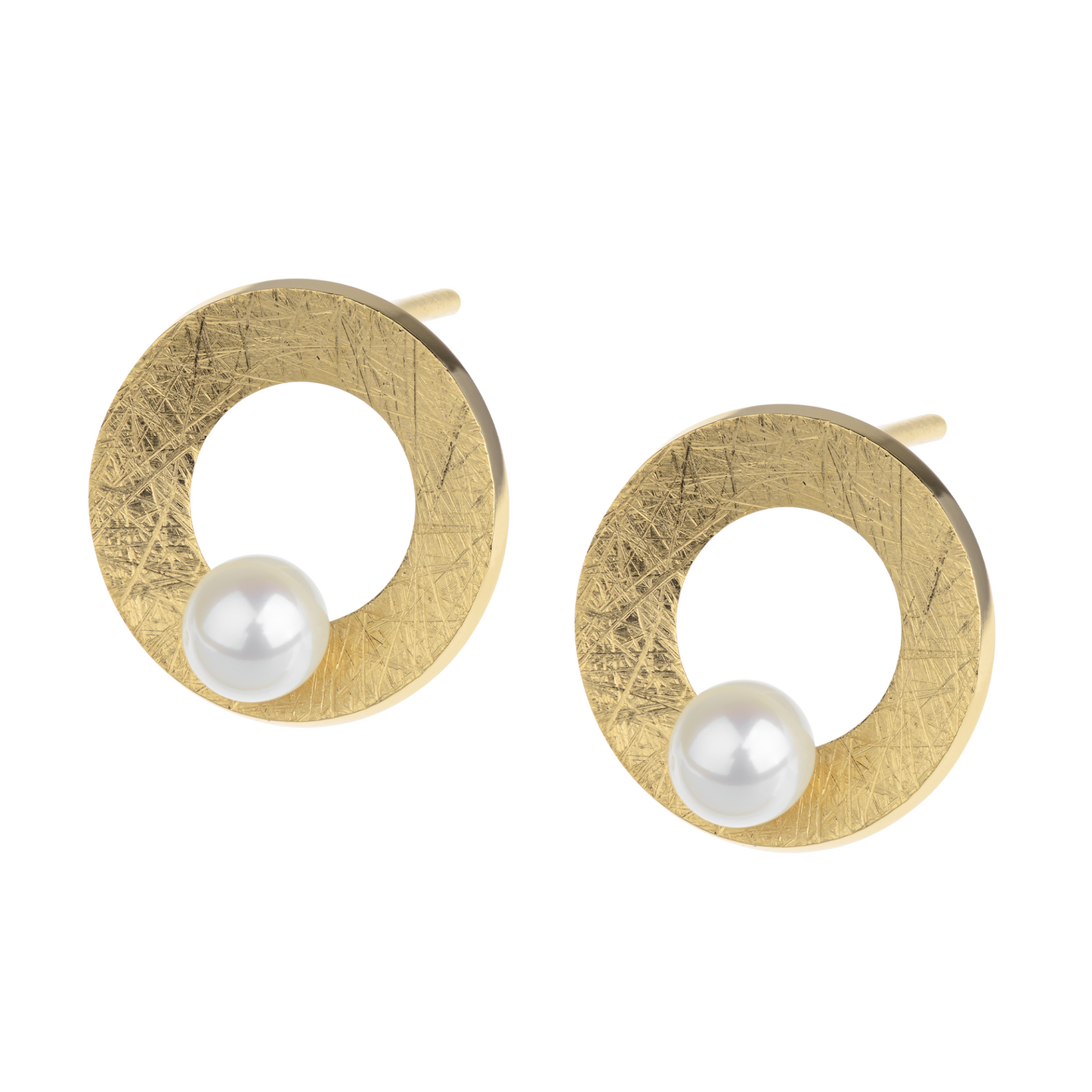 Ernstes Design Ohrringe Edelstahl vergoldet mit Perle